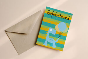 Kinder verjaardagskaart Dino