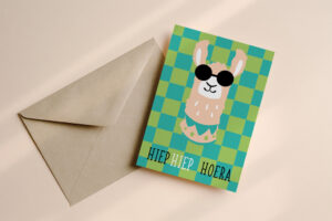 Verjaardagskaart Alpaca Groen/Blauw