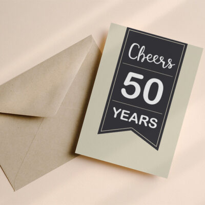 Wenskaart 50 jaar beige