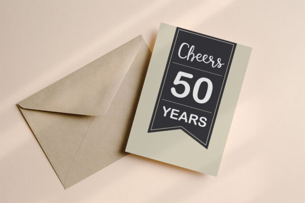 Wenskaart 50 jaar beige Wenskaart 50 jaar beige