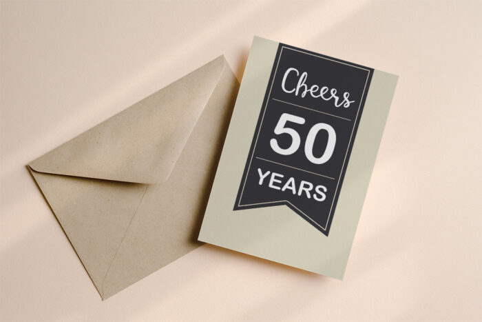 Wenskaart 50 jaar beige