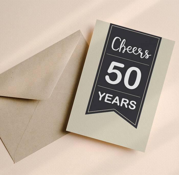Wenskaart 50 jaar beige