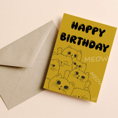 Verjaardagskaart Meow