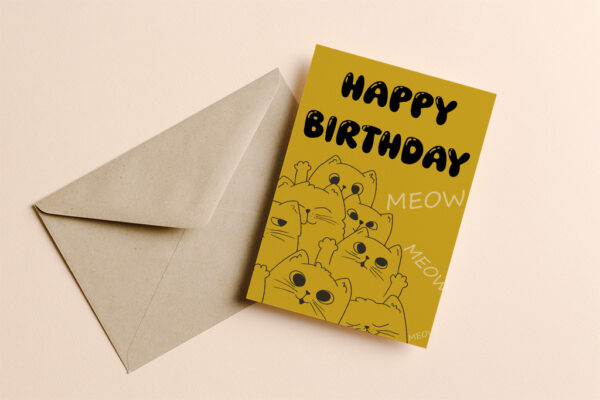 Verjaardagskaart Meow