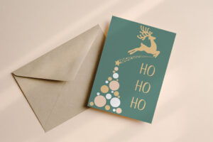 Kerstkaart groen ho ho ho