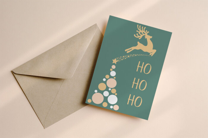 Kerstkaart groen ho ho ho