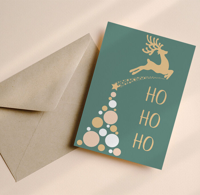 Kerstkaart groen ho ho ho