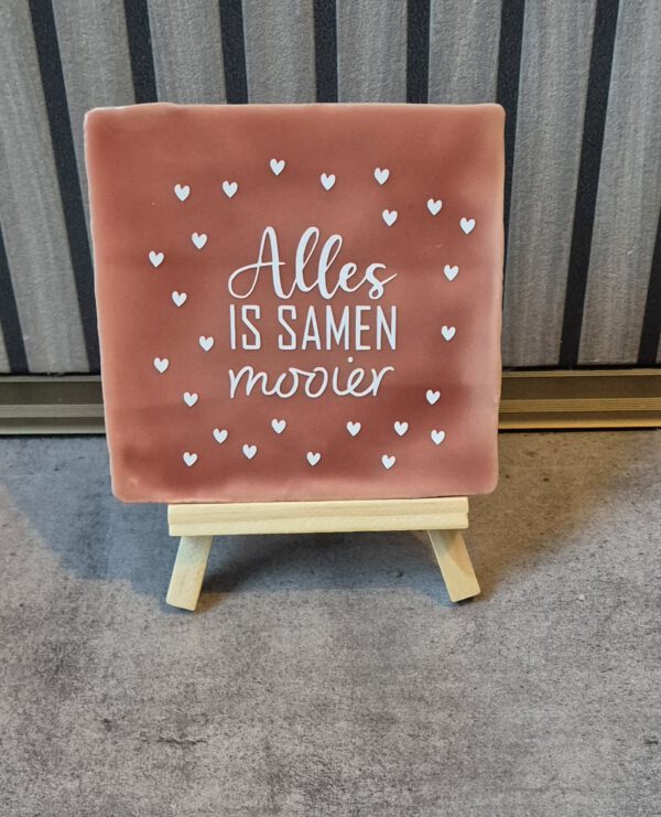 Alles Is Samen Mooier tegel roze