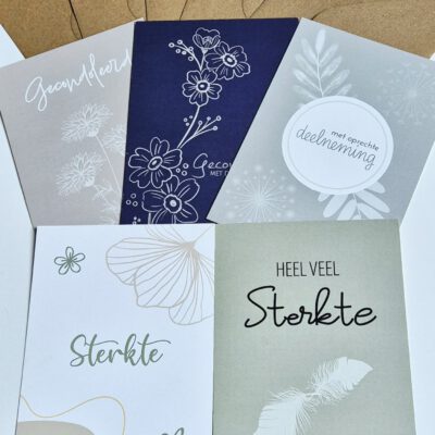 Set van 5 Gecondoleerd & Sterkte kaarten