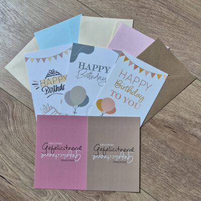 Setje verjaardagskaarten