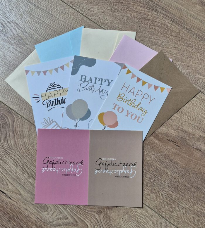 Setje verjaardagskaarten