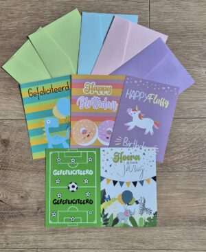 Setje kinder verjaardagskaarten