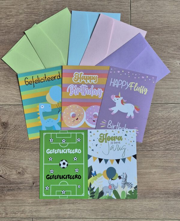 Setje kinder verjaardagskaarten