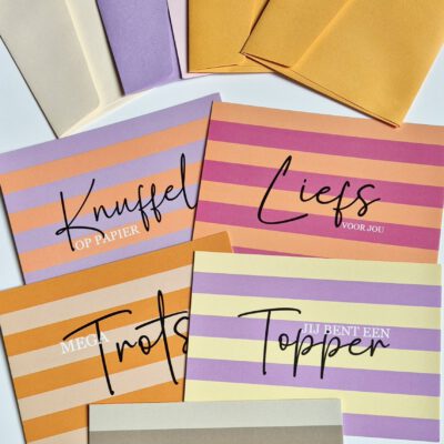 Set van 5 gestreepte kaarten