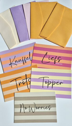 Set van 5 gestreepte kaarten