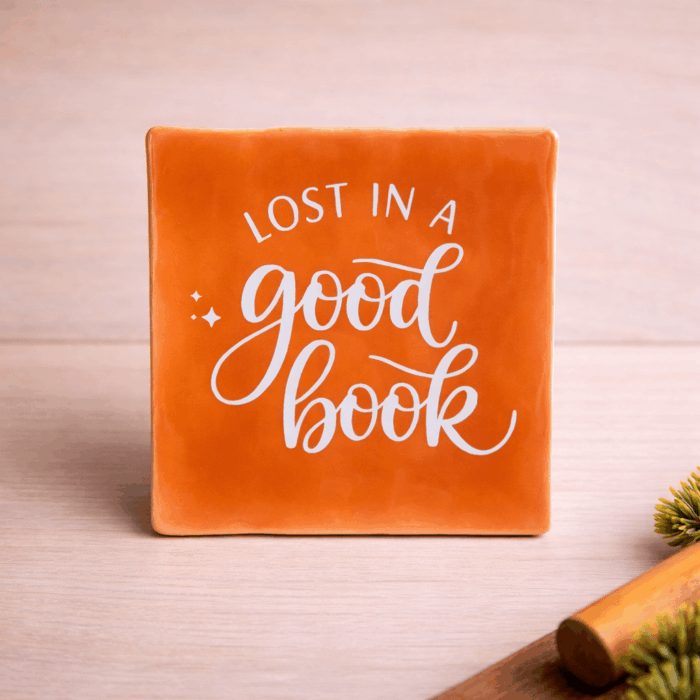 Tegeltje met tekst Lost in a good book
