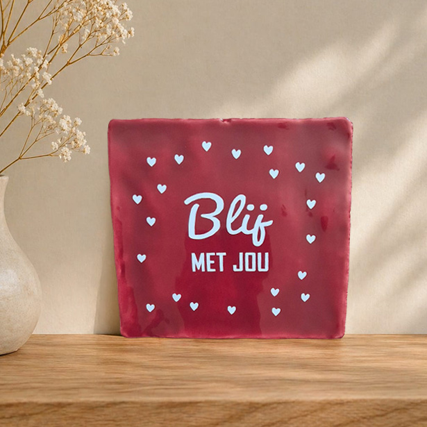 keramische tegel met tekst blij met jou, persoonlijk cadeau of woondecoratie