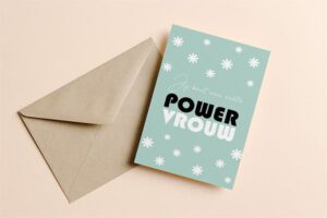 Jij bent een echte powervrouw wenskaart groen