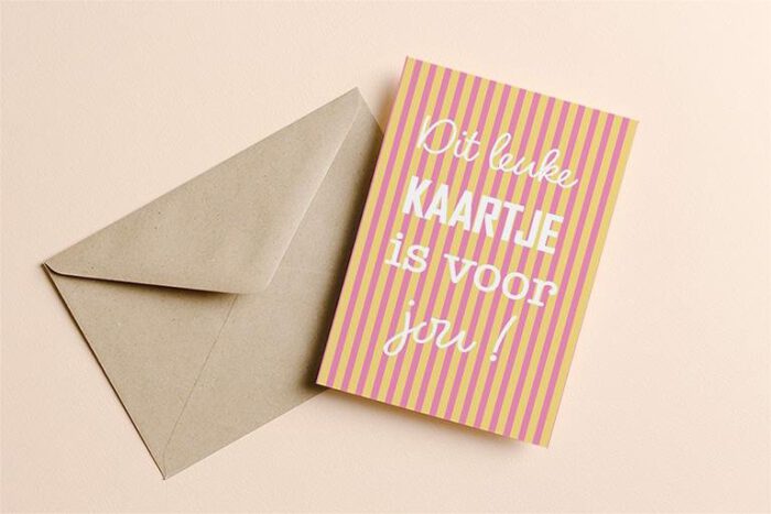 Dit leuke kaartje is voor jou! 
Roze/Geel