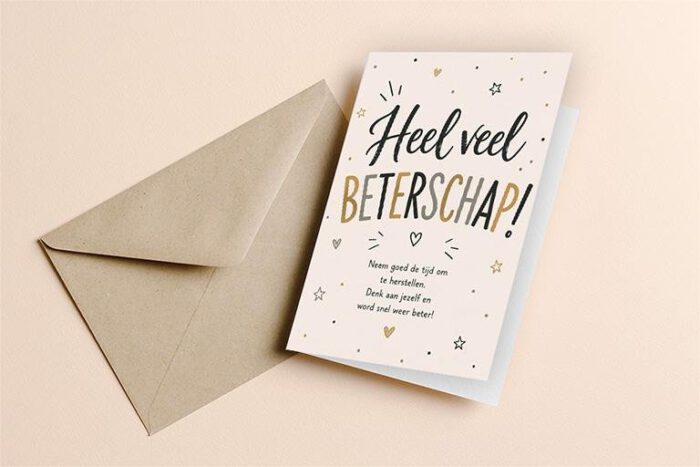 Dubbele kaart inclusief envelop
Beterschap