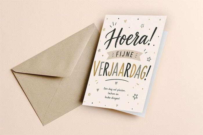Dubbele kaart inclusief envelop
Fijne verjaardag