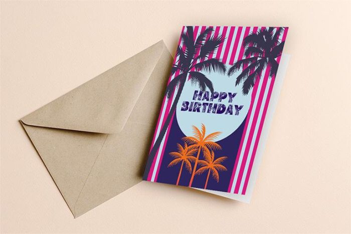 Dubbele kaart inclusief envelop
Happy Birthday Palmboom