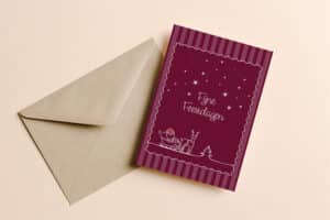 Kerstkaart donkerrood