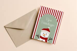 Kerstkaart rood wit gestreept