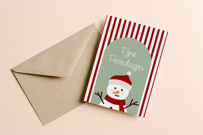 Kerstkaart rood wit gestreept