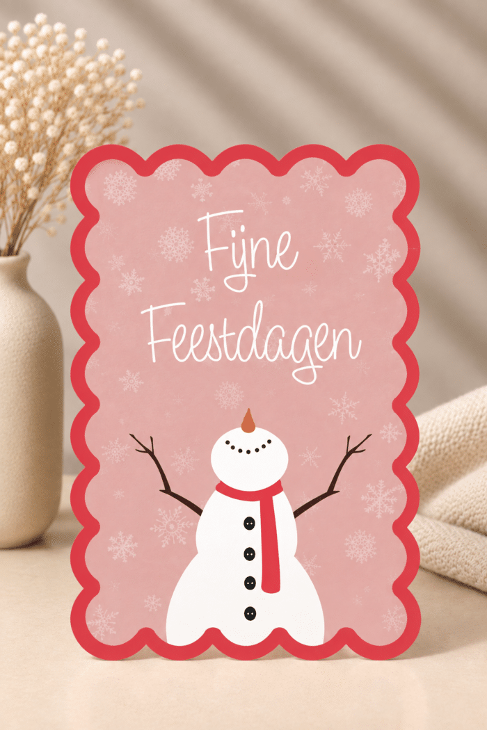 Unieke vorm - Kerstkaart sneeuwpop